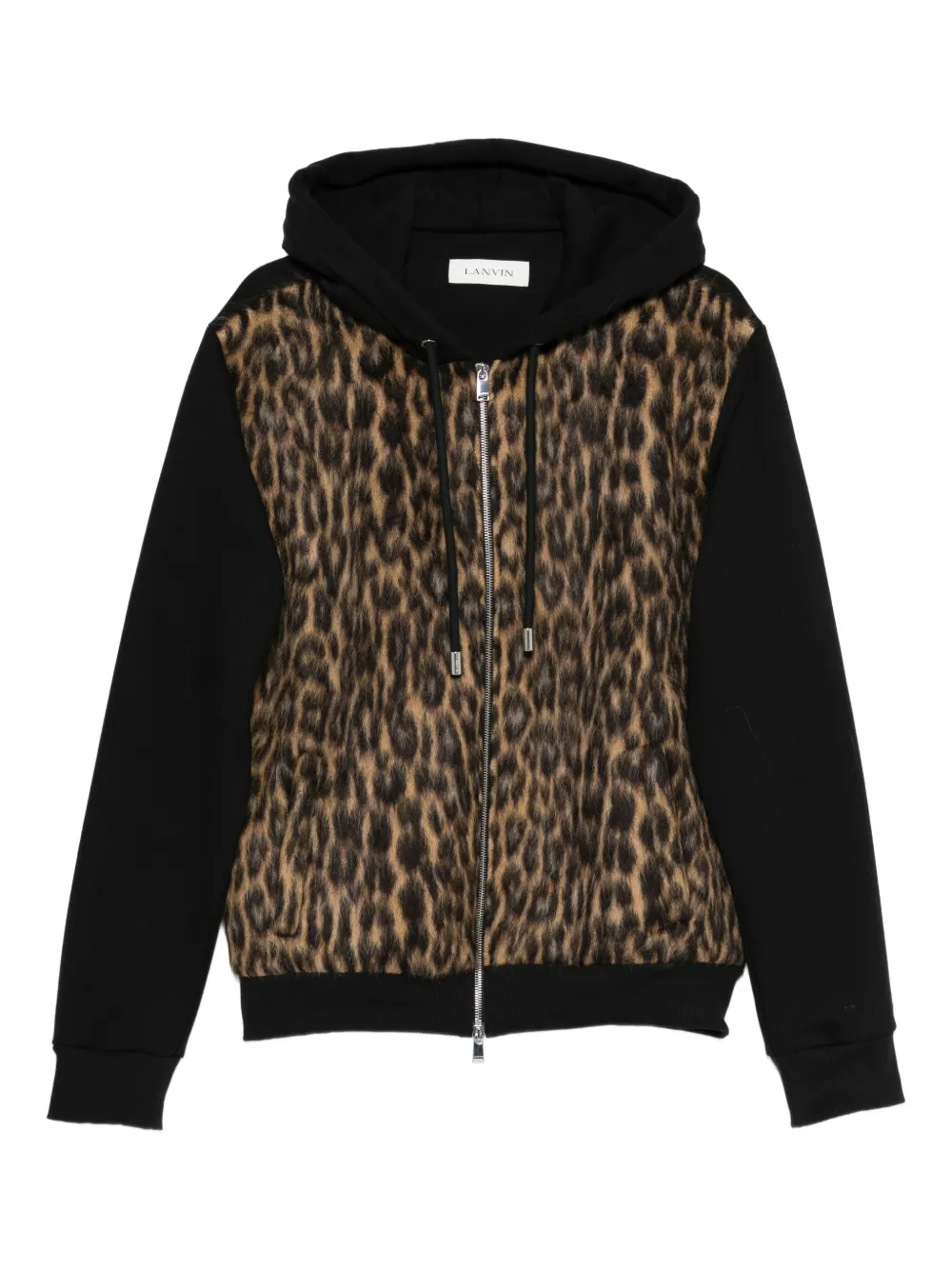 Lanvin animal-pattern zip hoodie | Black | Image 1