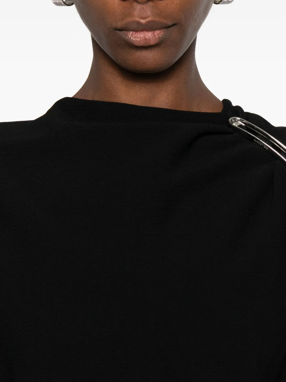 Lanvin Safety-pin Fringed Midi Dress In Black