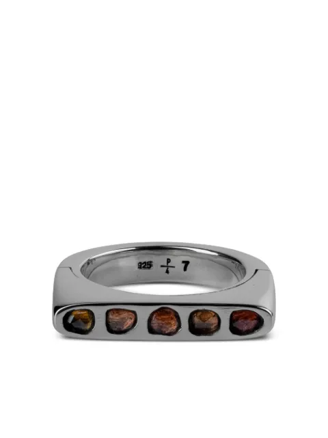 Parts of Four sterling silver Sistema sapphire ring