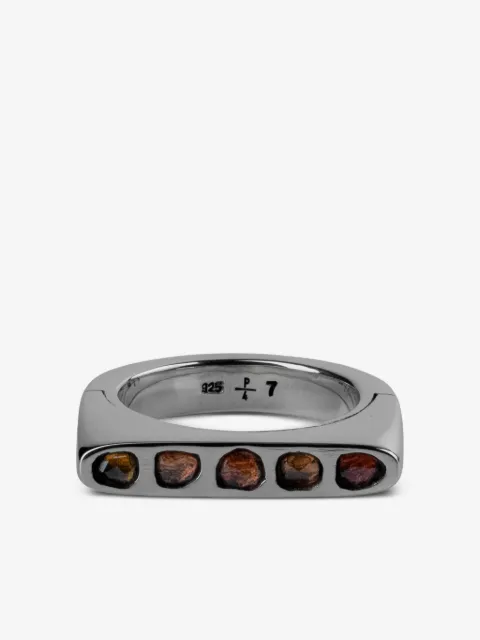 Parts of Four sterling silver Sistema sapphire ring
