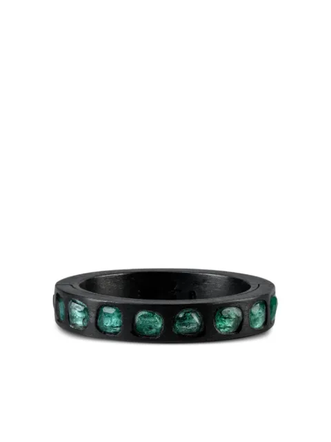 Parts of Four sterling silver Sistema emerald ring