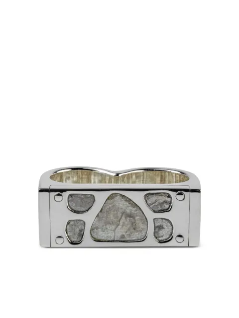 Parts of Four sterling silver diamond double ring