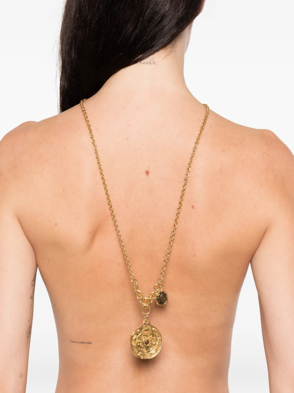 Chloé coin jasper gem charm necklace - Goud