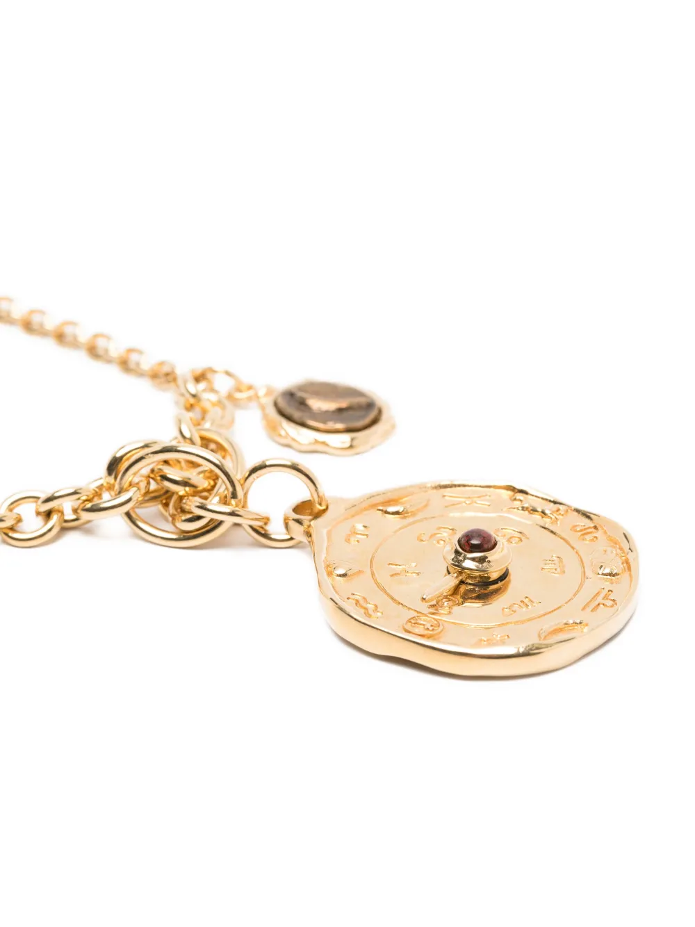 Chloé Coin Jasper Gem Charm Necklace In Gold