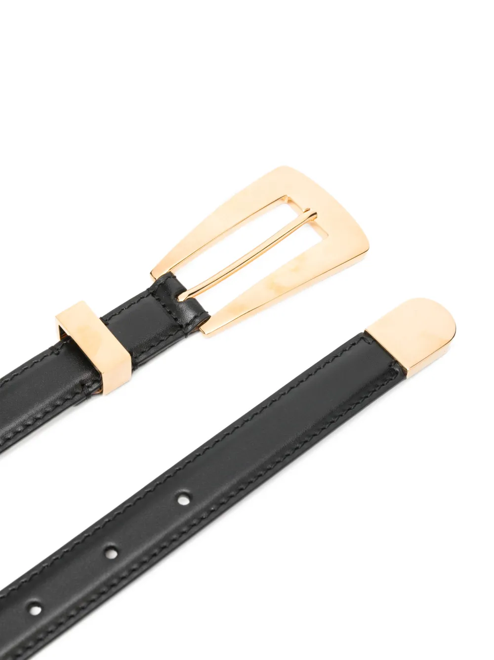 KHAITE lucca gold buckle belt - Zwart