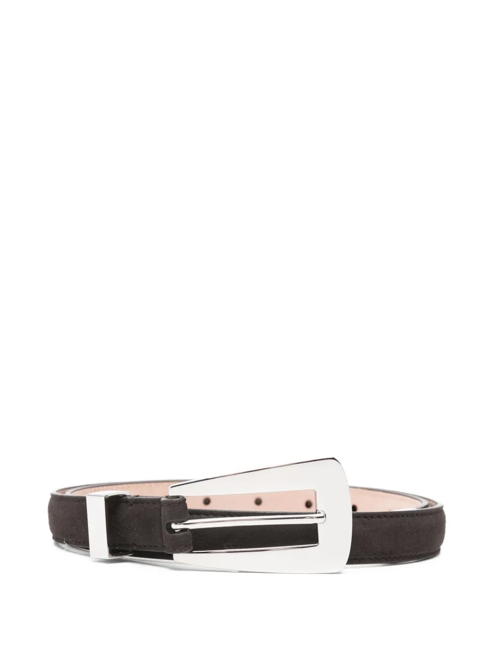 KHAITE Lucca suede belt - Marrone