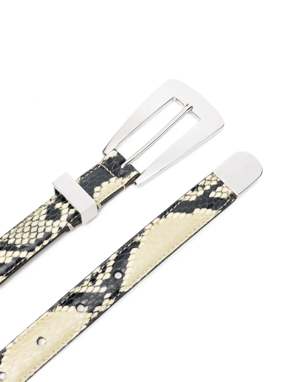 KHAITE Lucca embossed python belt - Beige