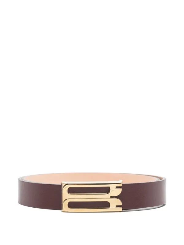 Victoria Beckham Dorian Frame Belt 25mm Shiny Calf Leather in Red