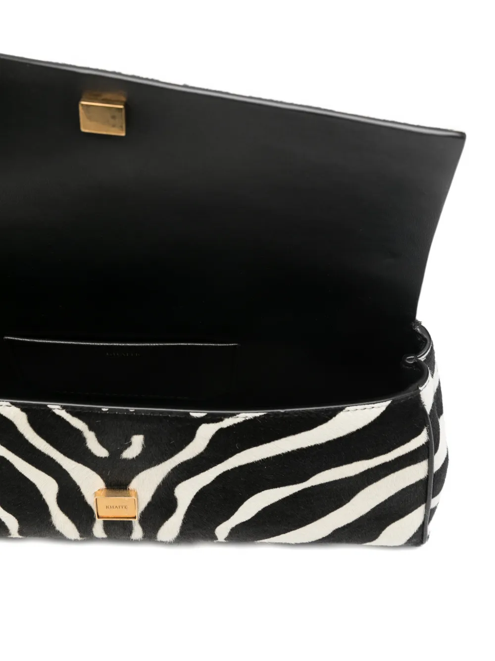 Khaite Audrey Zebra-print Calf Hair Clutch In Black