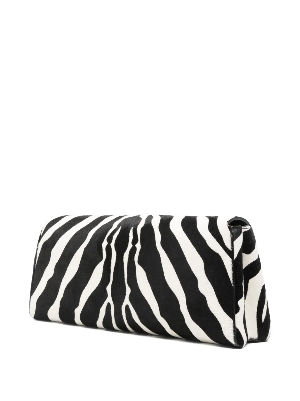 Khaite Audrey Zebra-print Calf Hair Clutch In Black