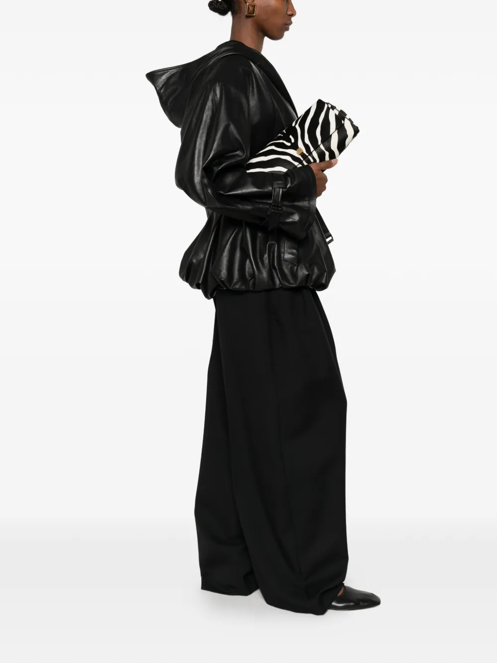 Khaite Audrey Zebra-print Calf Hair Clutch In Black