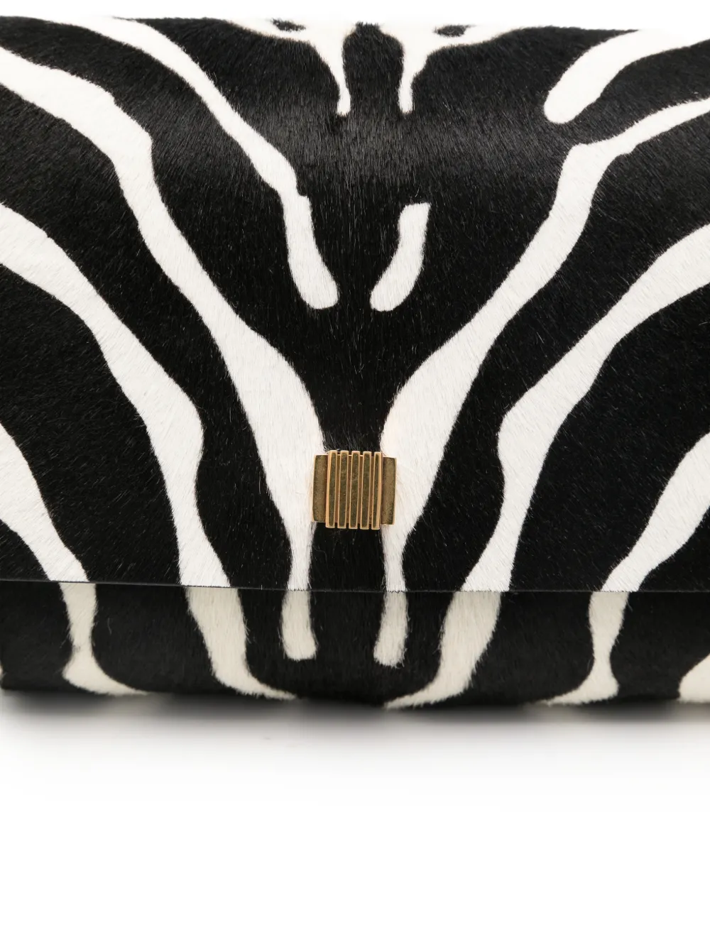 Khaite Audrey Zebra-print Calf Hair Clutch In Black