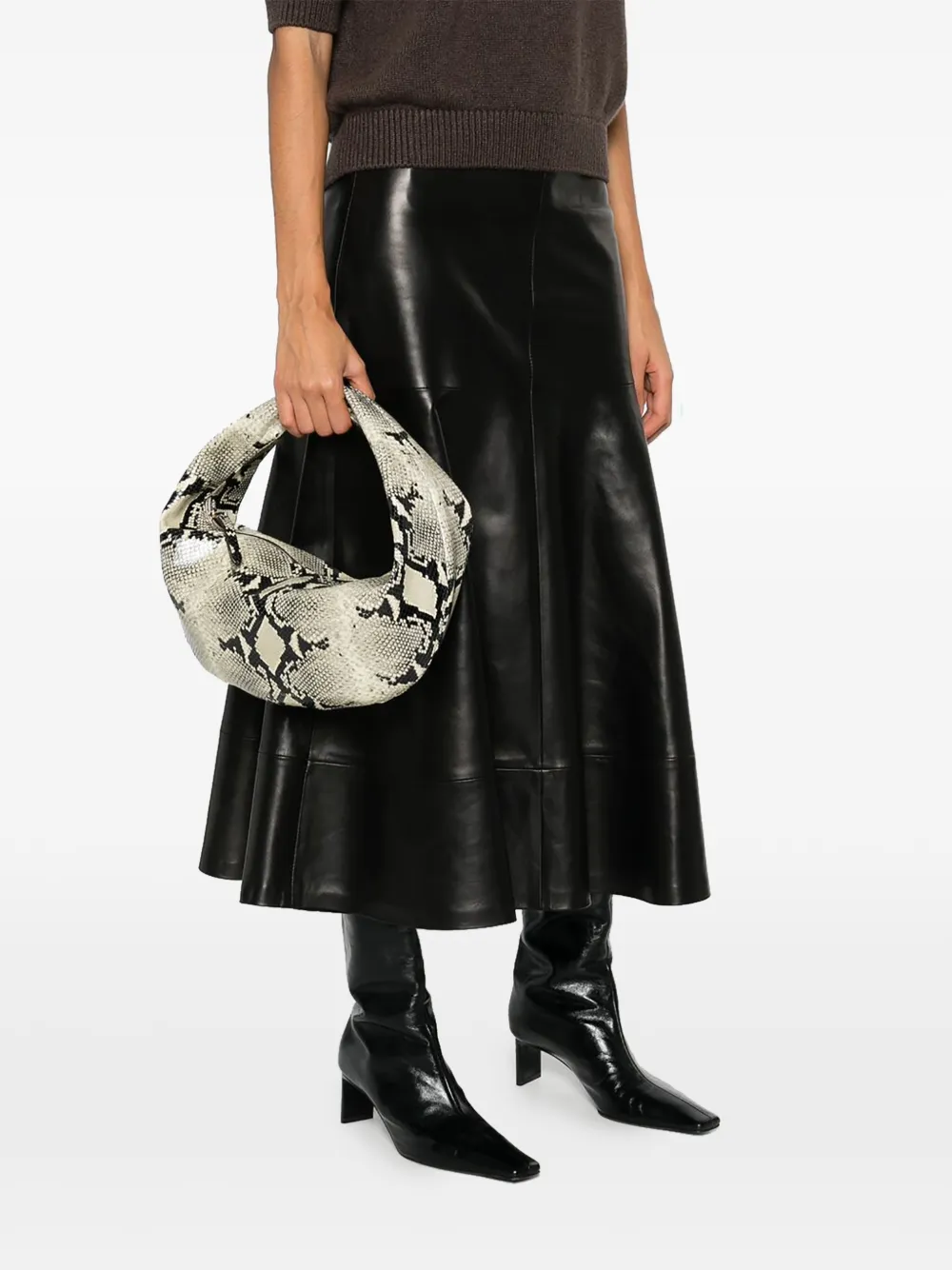 KHAITE Medium Olivia shopper met slangenprint Zwart