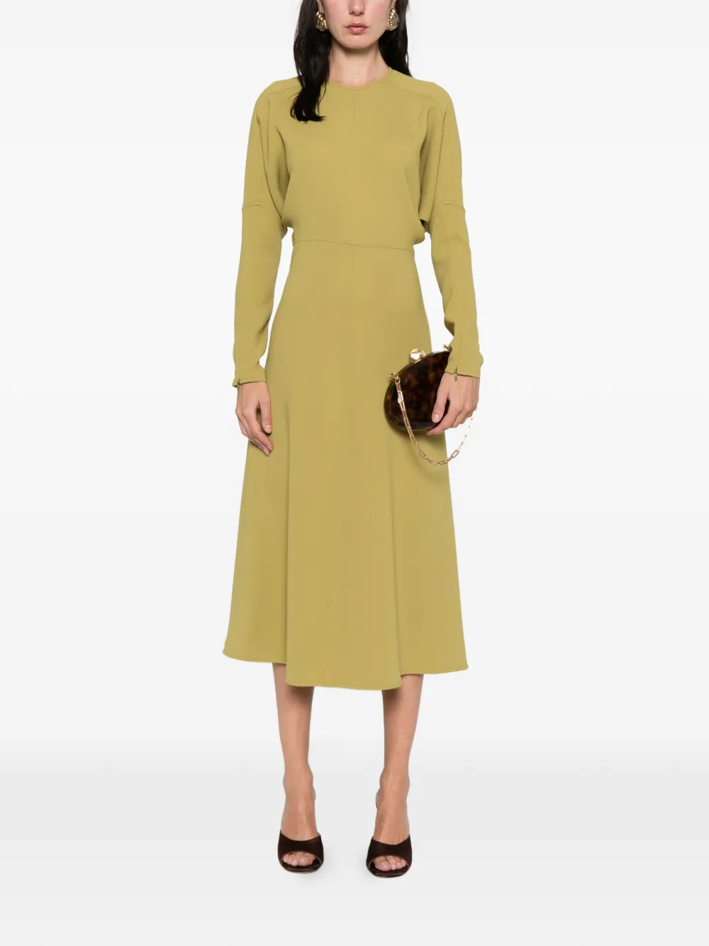Victoria Beckham Dolman long-sleeve midi dress - Groen