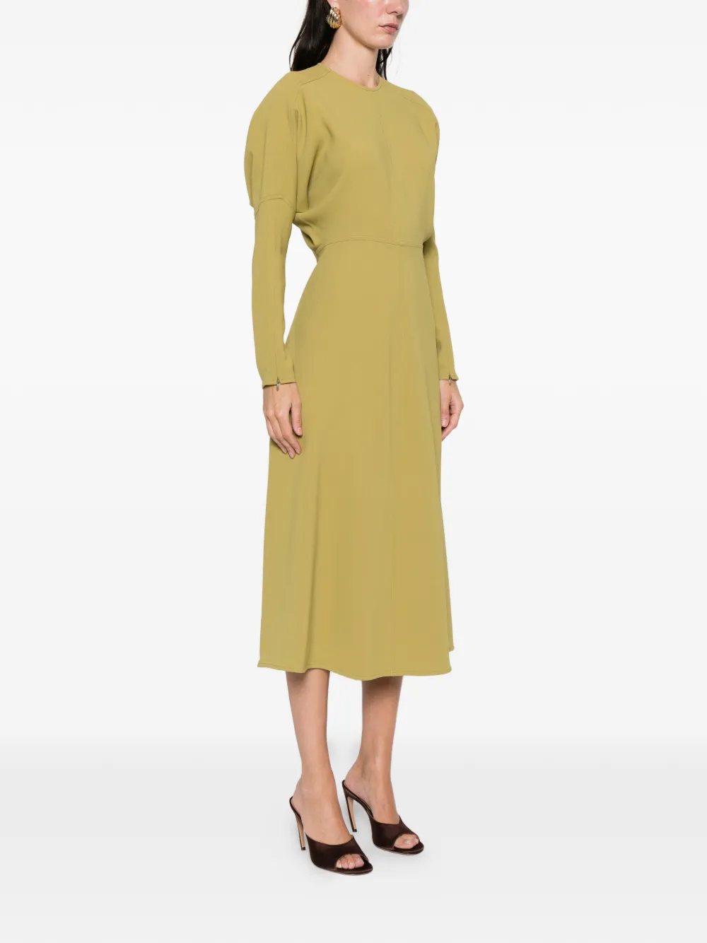 Victoria Beckham Midi-jurk met pofmouwen Groen