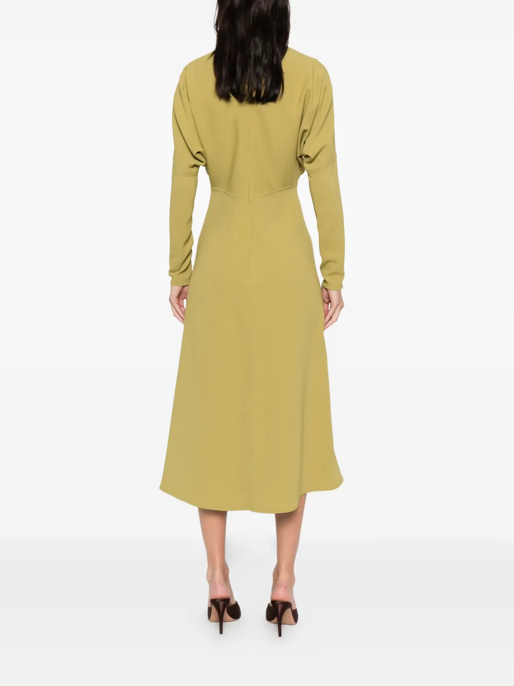 Victoria Beckham Midi-jurk met pofmouwen Groen