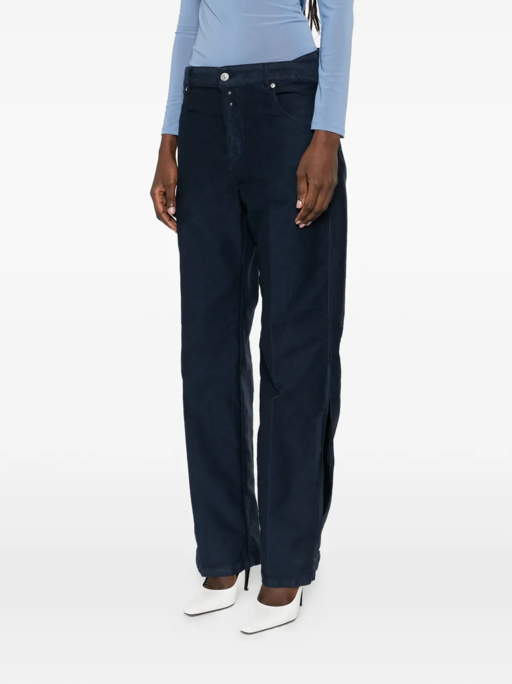 Victoria Beckham split-detail trousers - Blauw