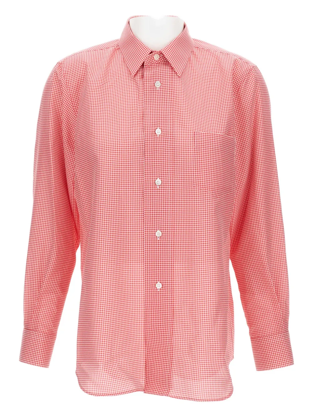 Comme Des Garçons Checked Long-sleeve Shirt In Pink