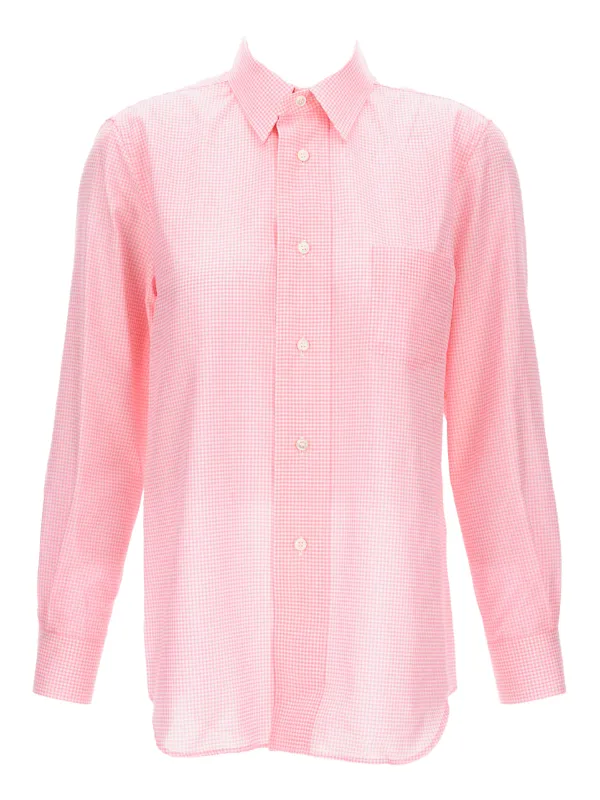 COMME des GARÇONS ピンクチェック長袖シャツ XS Comme Des Garçons チェック シャツ | ピンク | FARFETCH JP