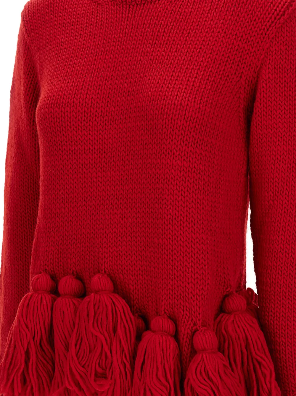 Comme Des Garçons Tassel-detail Fringed Sweater In Red