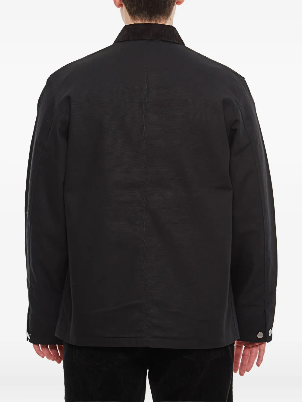 Carhartt Button-up Black Michigan Coat With Structured Collar In Black
