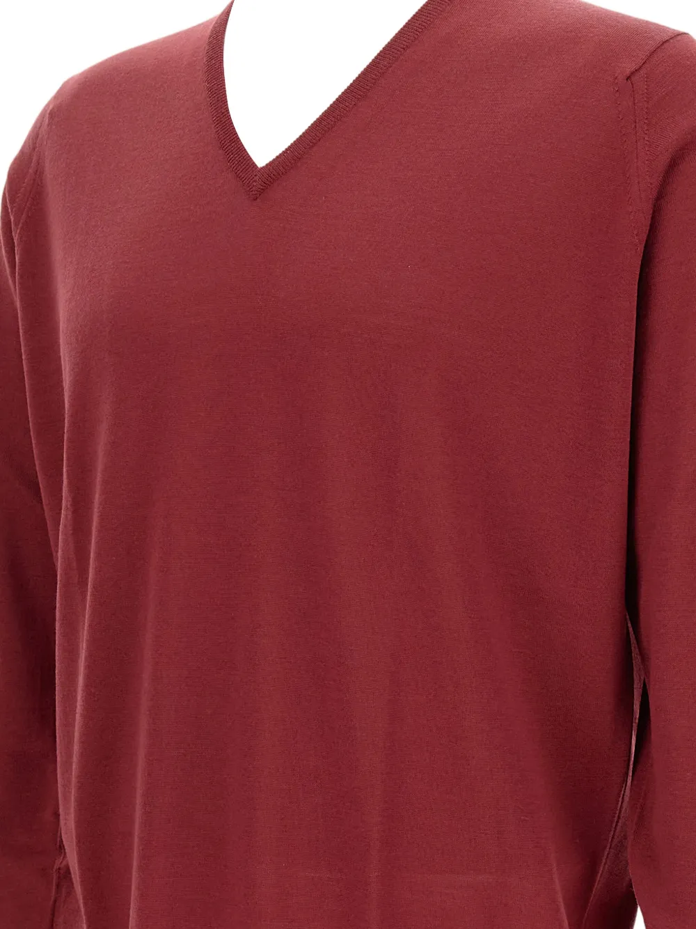 John Smedley V-neck Long-sleeve Sweater In Burgundy