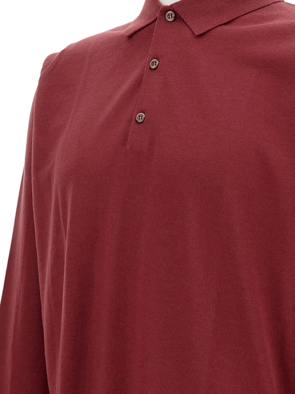 John Smedley Belper Long-sleeve Polo Shirt In Brown