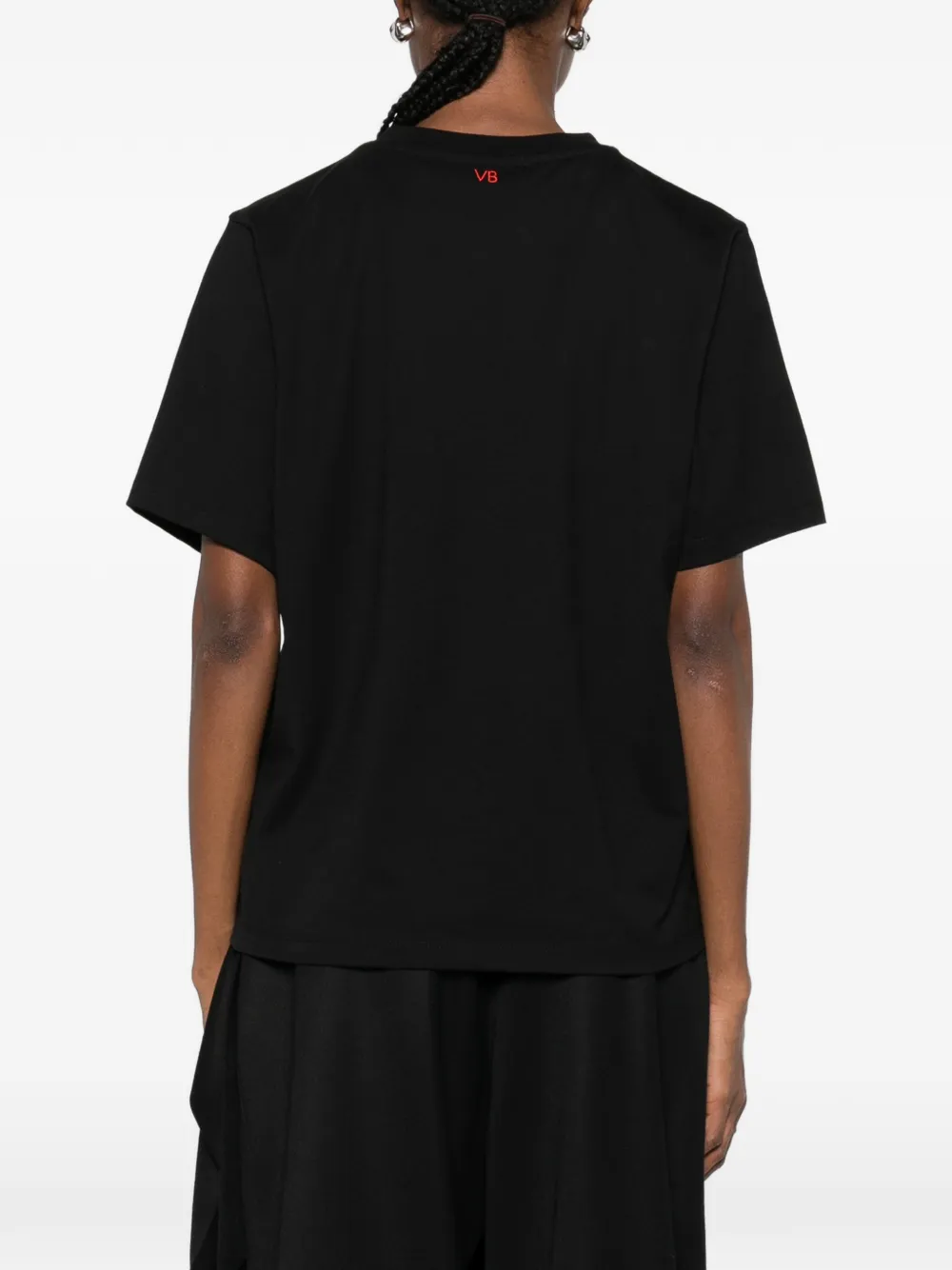 Victoria Beckham Printed Cotton Jersey T-shirt In Black
