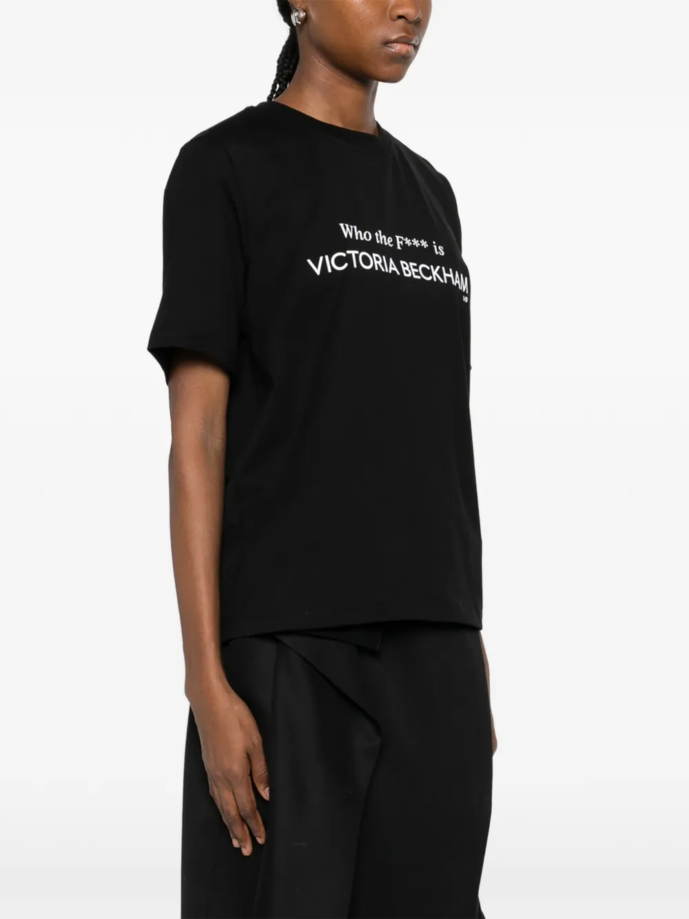 Victoria Beckham Printed Cotton Jersey T-shirt In Black