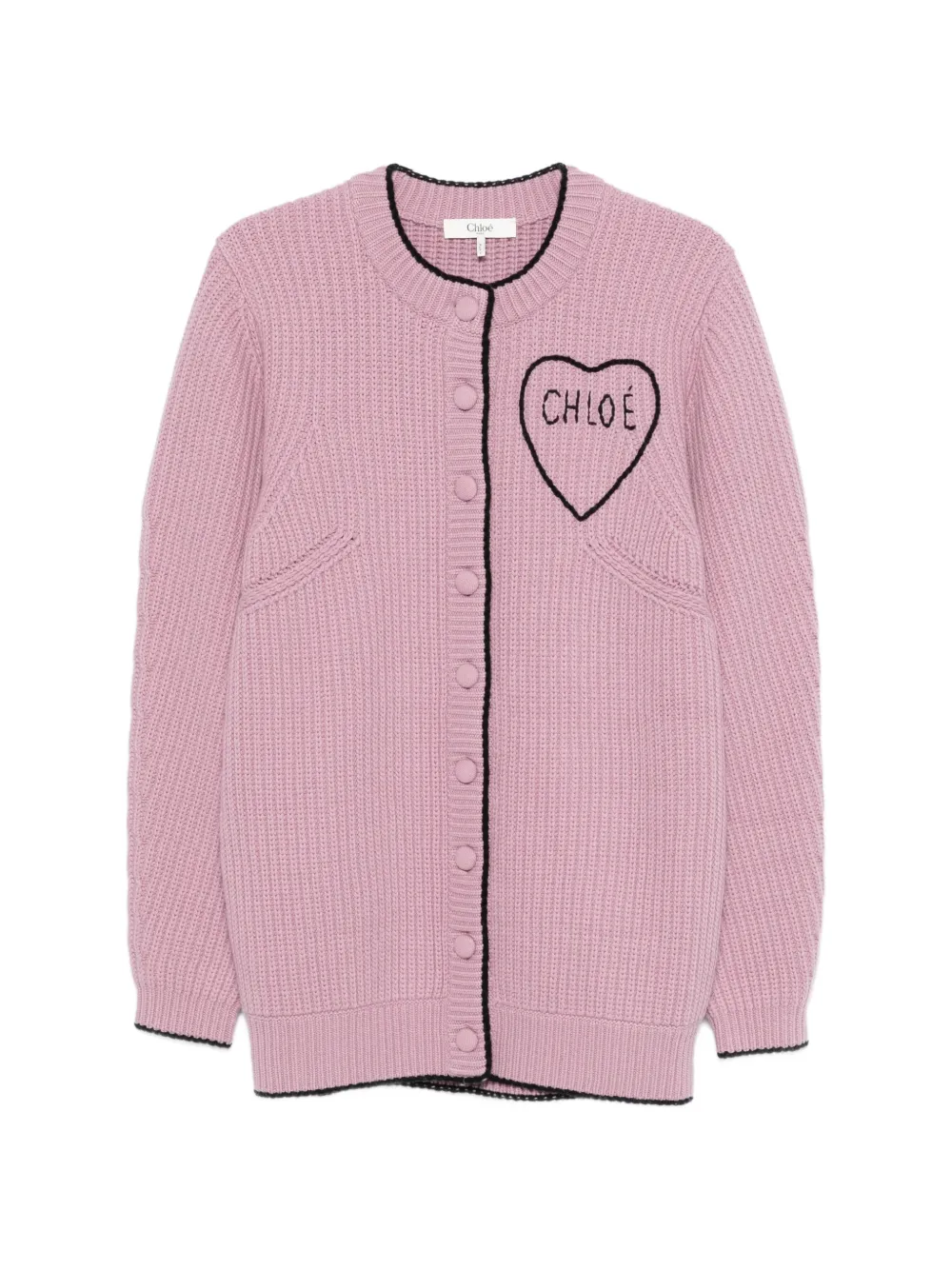 Chloé logo rib knit cardigan - Rosa
