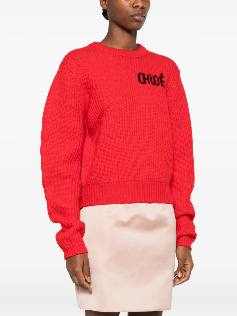  Chloé Logo Long-sleeved Sweater - Red 
