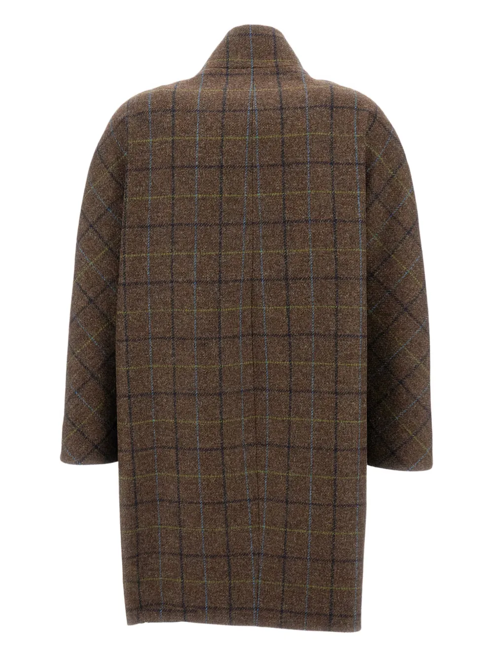 Alberto Biani Double-breasted Checked-pattern Coat In Brown