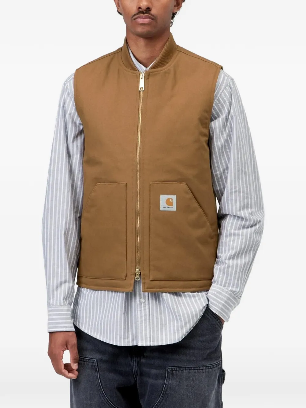 Carhartt WIP Katoenen gilet met rits Bruin