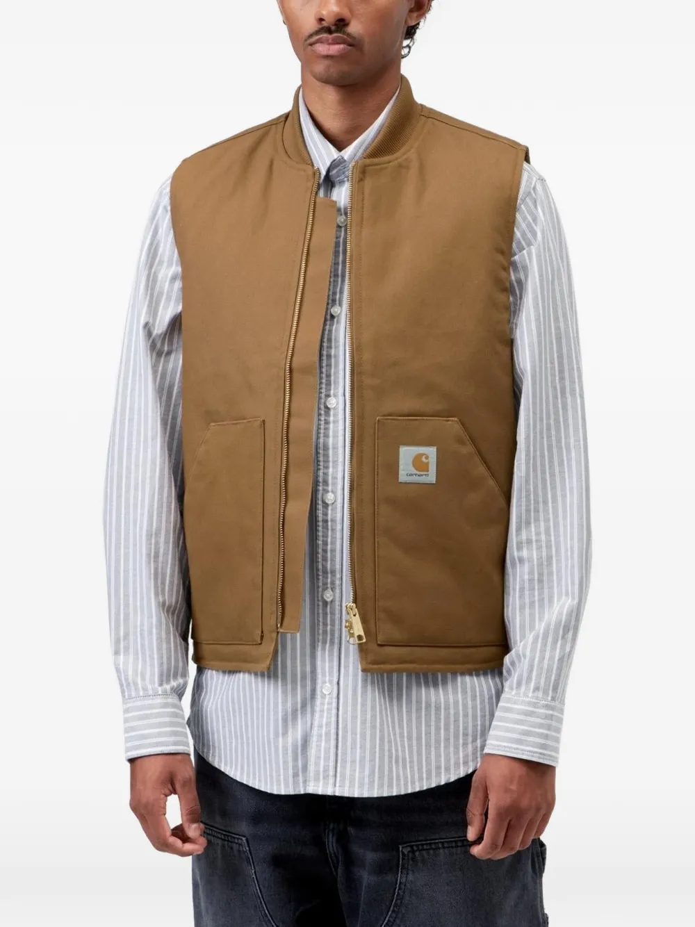 Carhartt WIP Katoenen gilet met rits Bruin