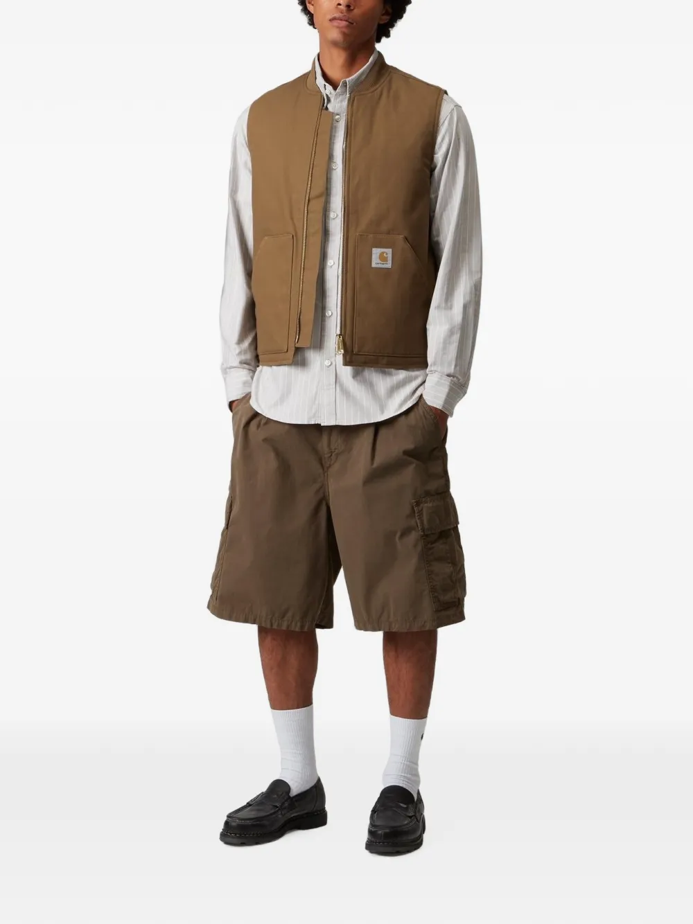 Carhartt WIP Katoenen gilet met rits Bruin