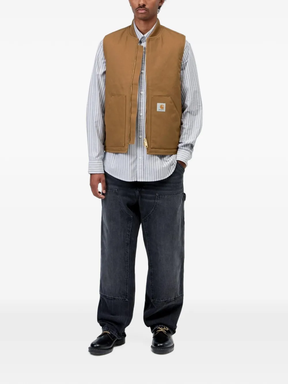 Carhartt WIP Katoenen gilet met rits Bruin