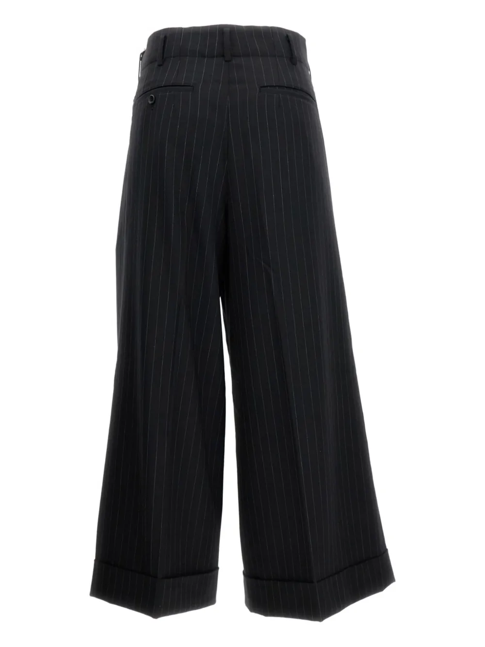 Comme Des Garçons Pinstripe Cuffed Trousers In Black