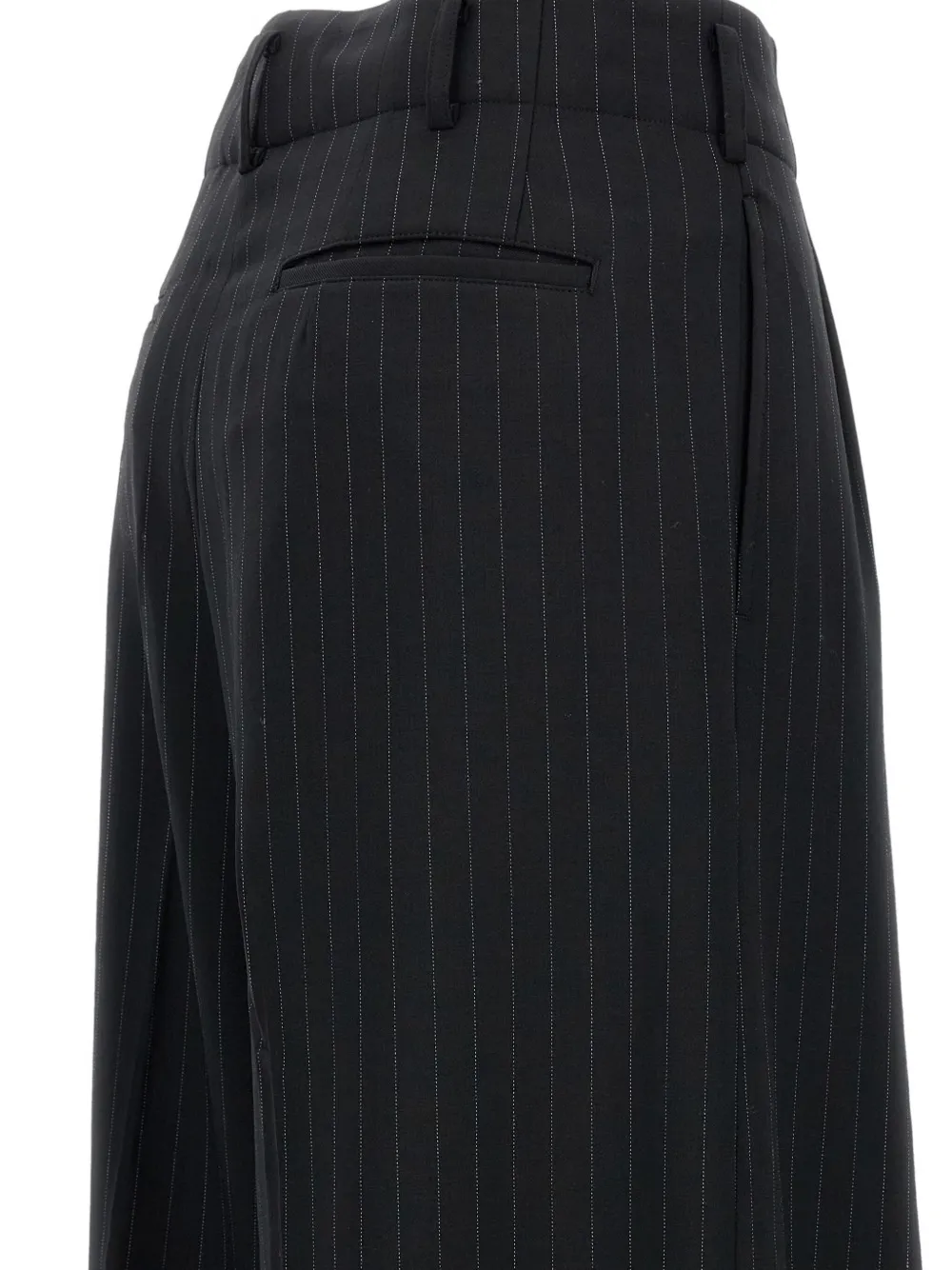 Comme Des Garçons Pinstripe Cuffed Trousers In Black