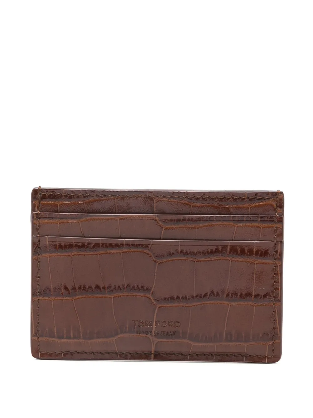 TOM FORD croc-embossed cardholder | Brown | Image 1