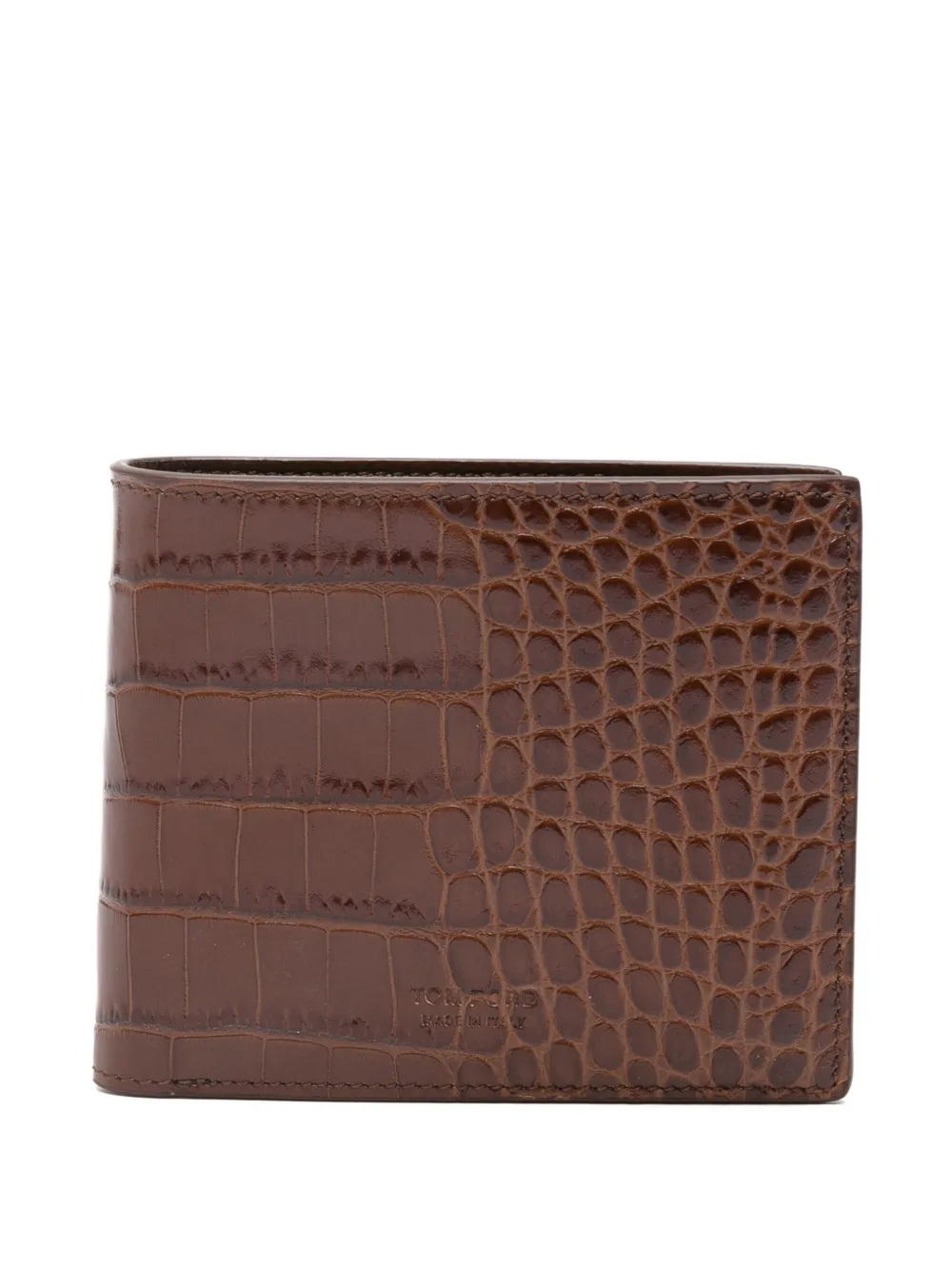 TOM FORD croc-embossed bi-fold wallet | Brown | Image 1