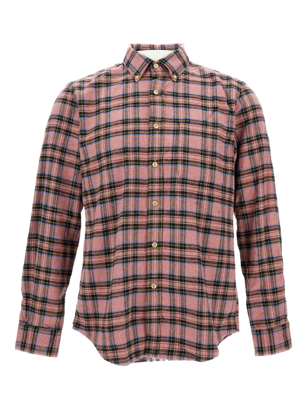Portuguese Flannel Cais Cotton Plaid Button Down Shirt Multi Color In Brown