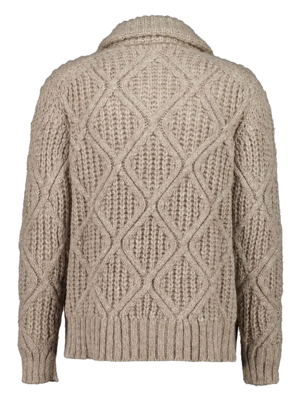 Piacenza Cashmere Diamond Cob Stitch Cardigan In Neutral