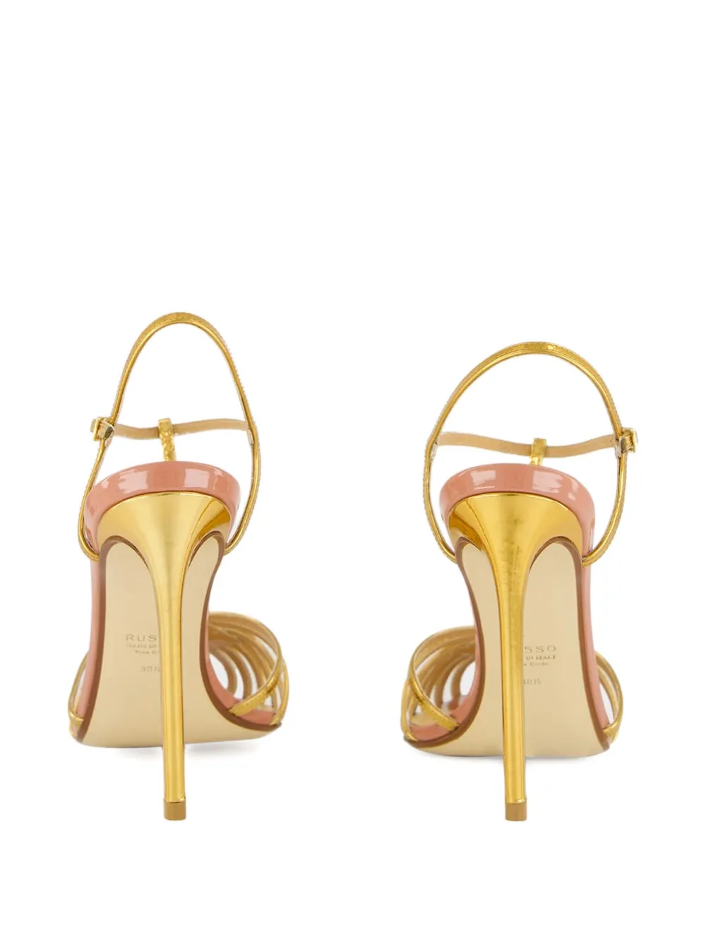 Francesco Russo 105mm Metallic-finnish Heeled Sandals In Gold
