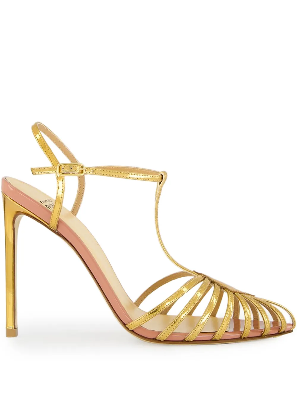 Francesco Russo 105 mm sandalen met metallic afwerking en hak Goud