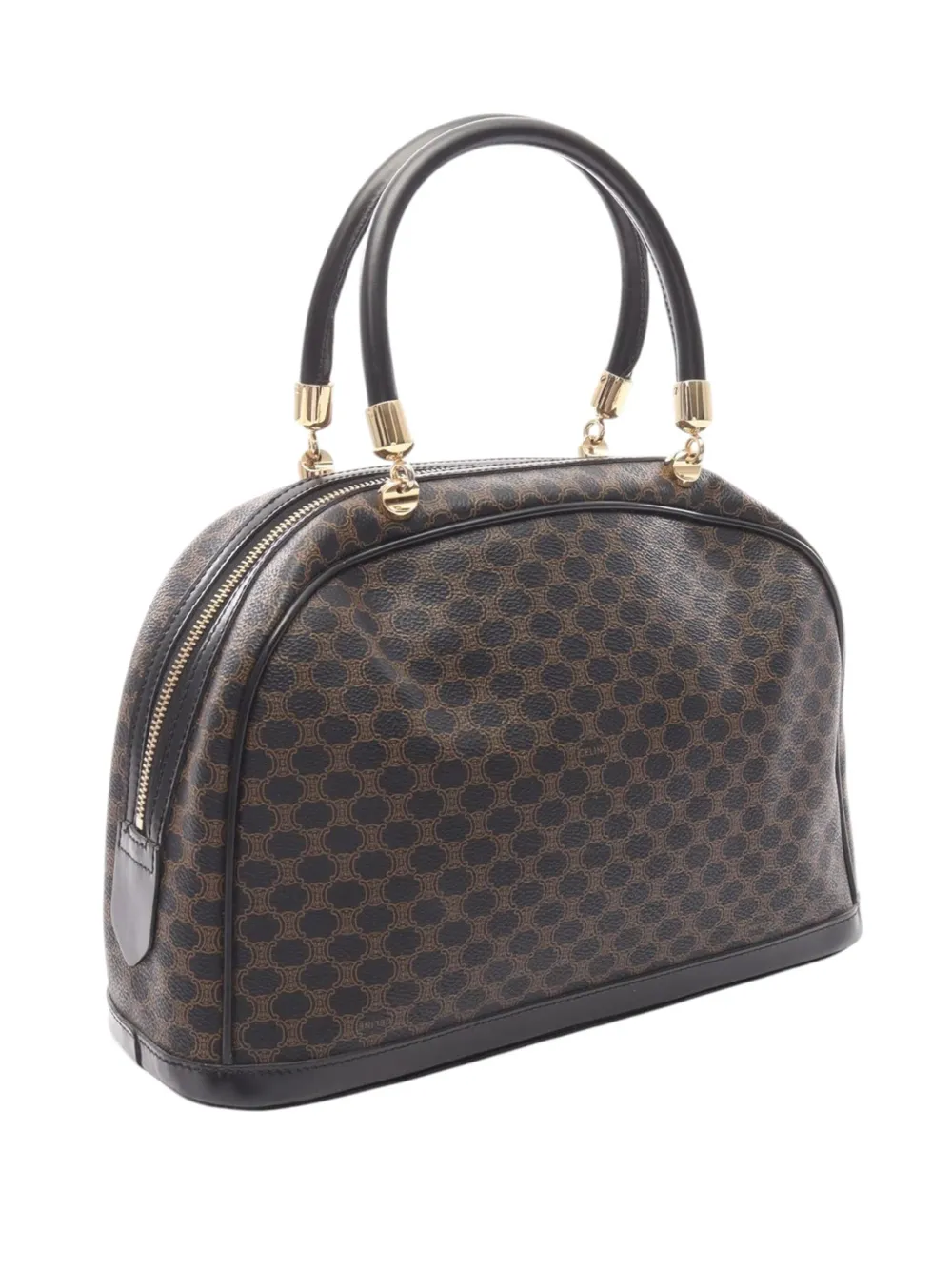 Pre-owned Celine 2018-2025 Macadam Coated Canvas Handbag In Brown