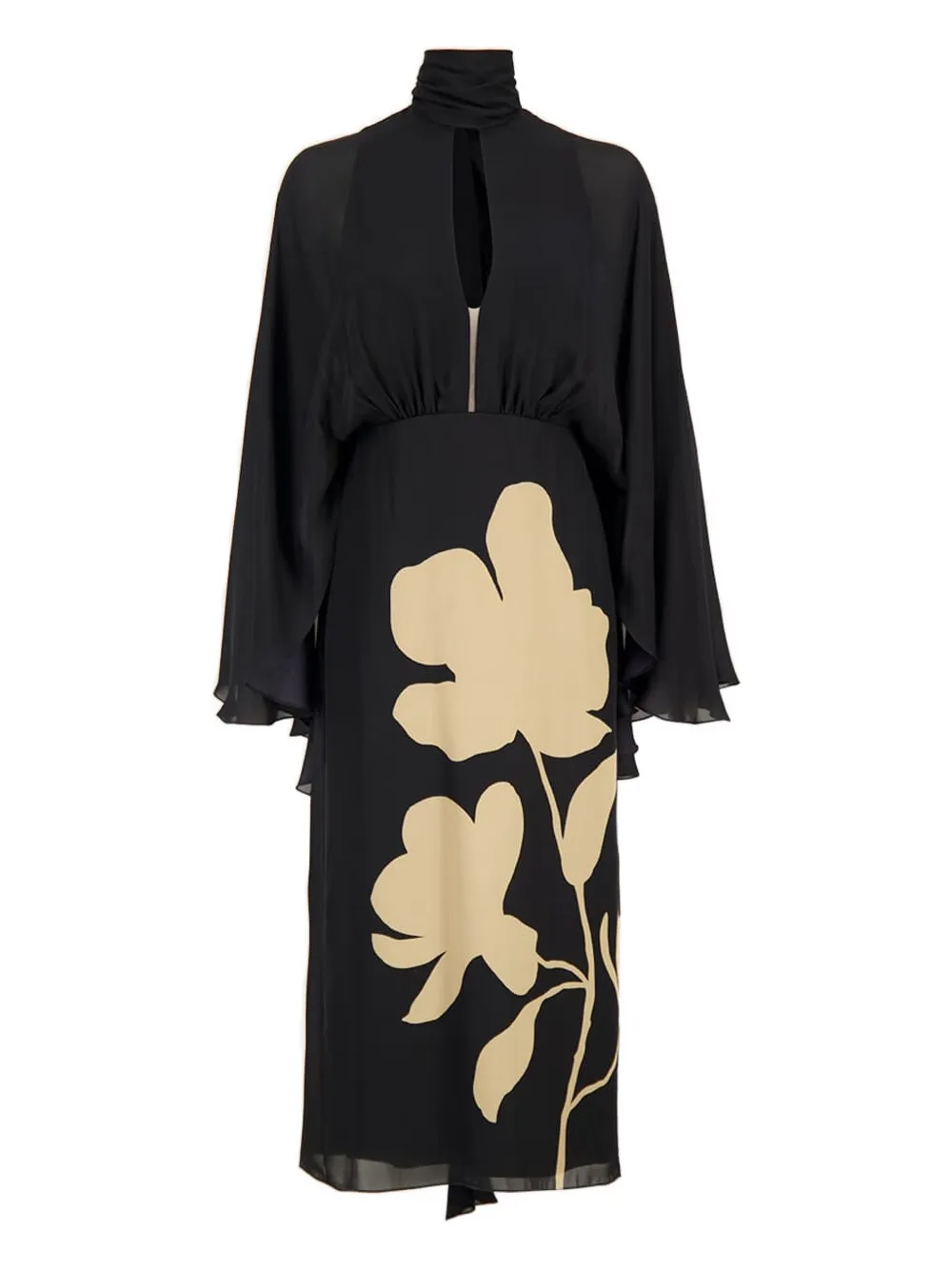 Johanna Ortiz Post Treasured Floral Midi Dress In Black