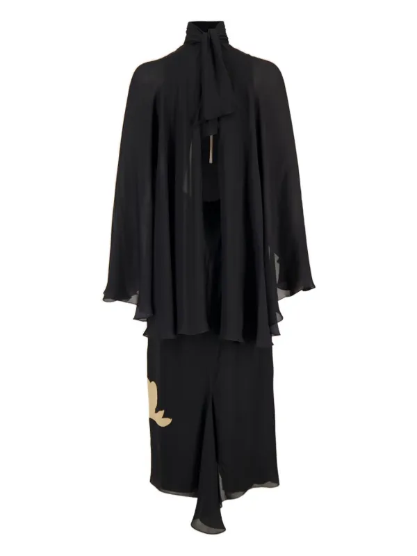 johanna ortiz black pleated dress JOHANNA ORTIZ A Map of Gentle Winds tiered ruffled silk-crepe maxi dress