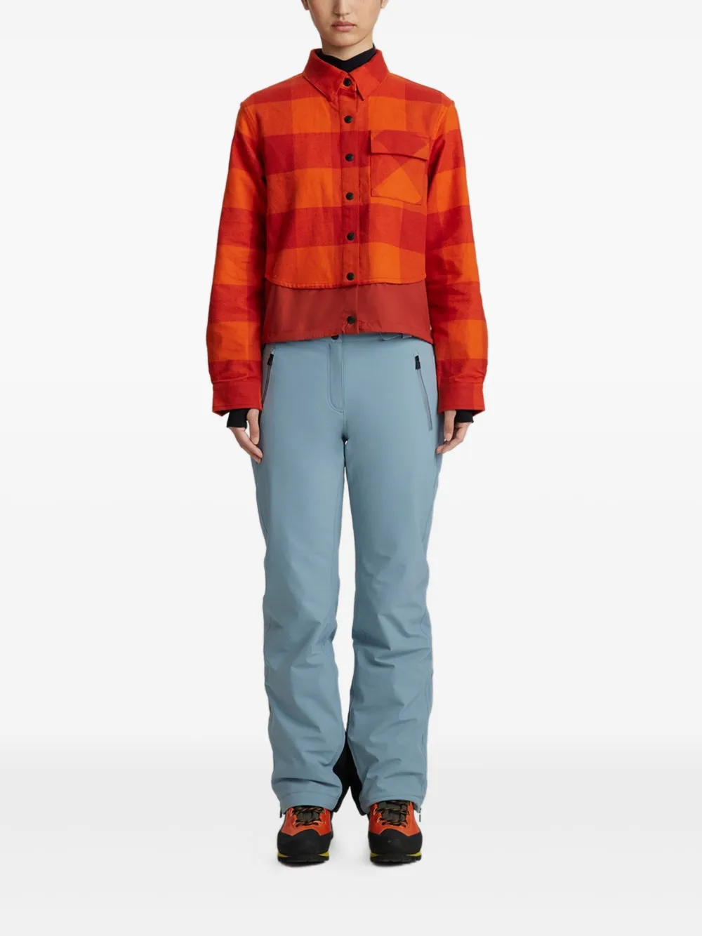 Aztech Mountain Geruit ski-shirt met zak Oranje