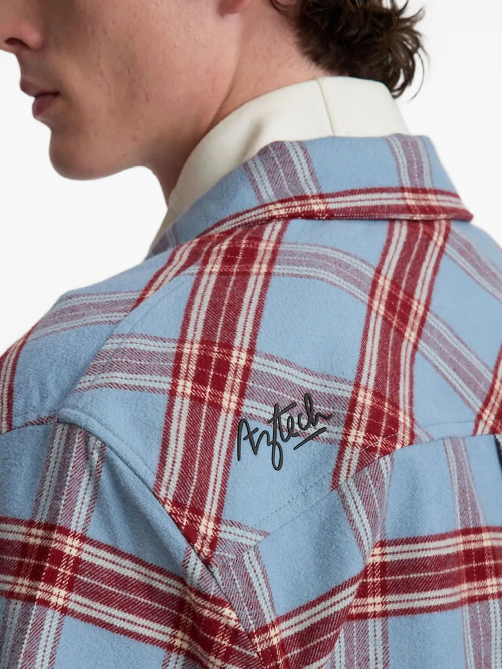 Aztech Mountain Loge Peak geruit ski-shirt met rits Blauw