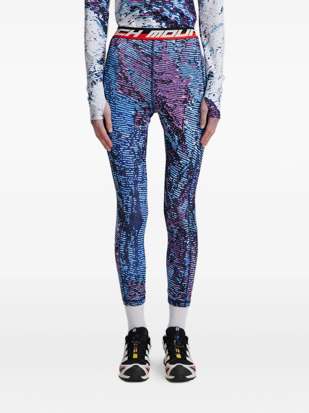 Aztech Mountain Next To Skin Printed Leggings In Blue